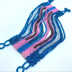 Wide Seed Bead Bracelet Cuff Artisan Made Peyote Stitch